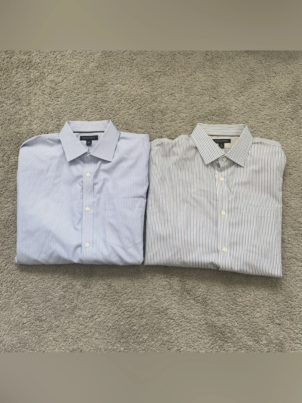 Banana Republic Men's Dress Shirts - Light Blue & White Thin Stripe